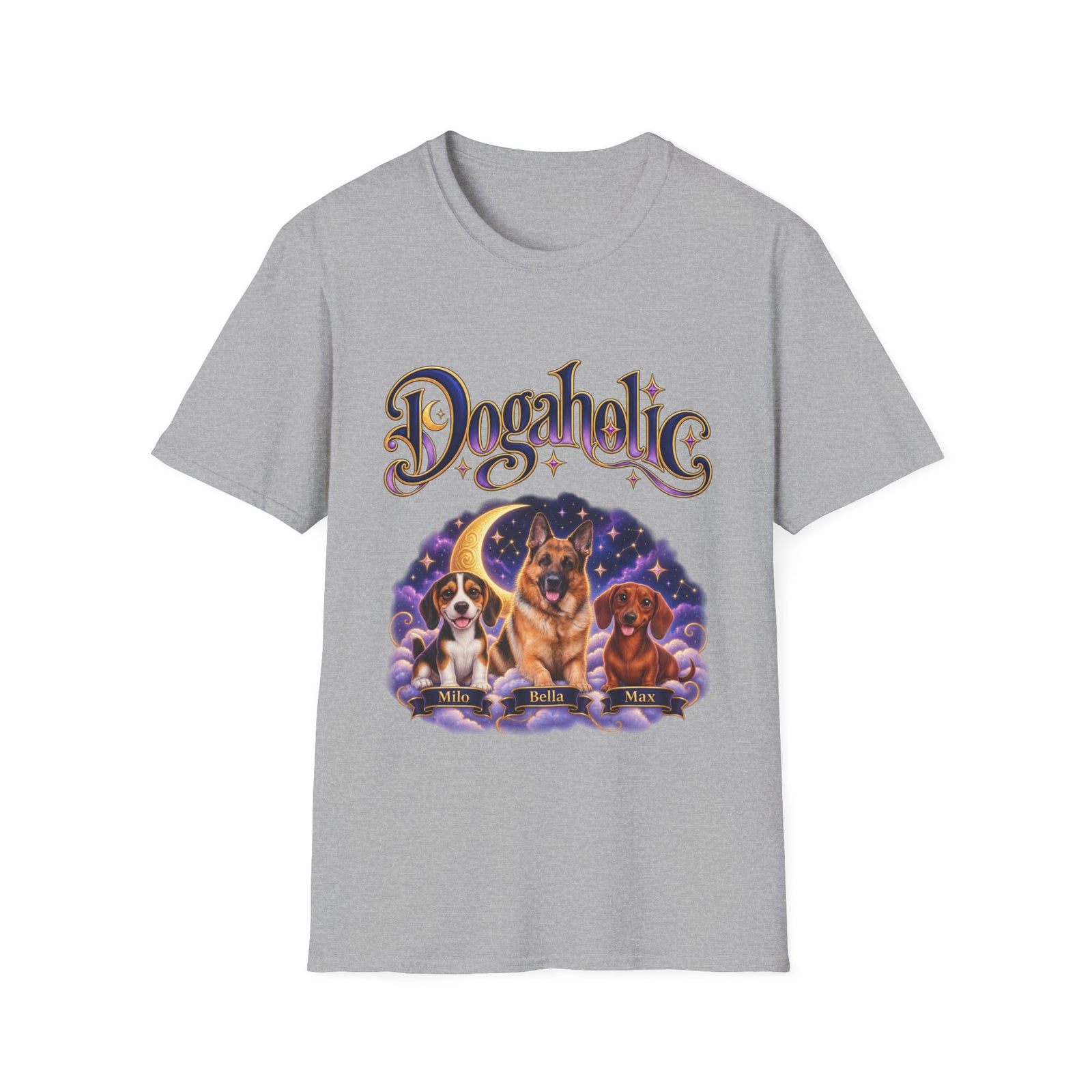 Personalized Graphic Tee – Dogaholic Celestial Dogs – Foto 10