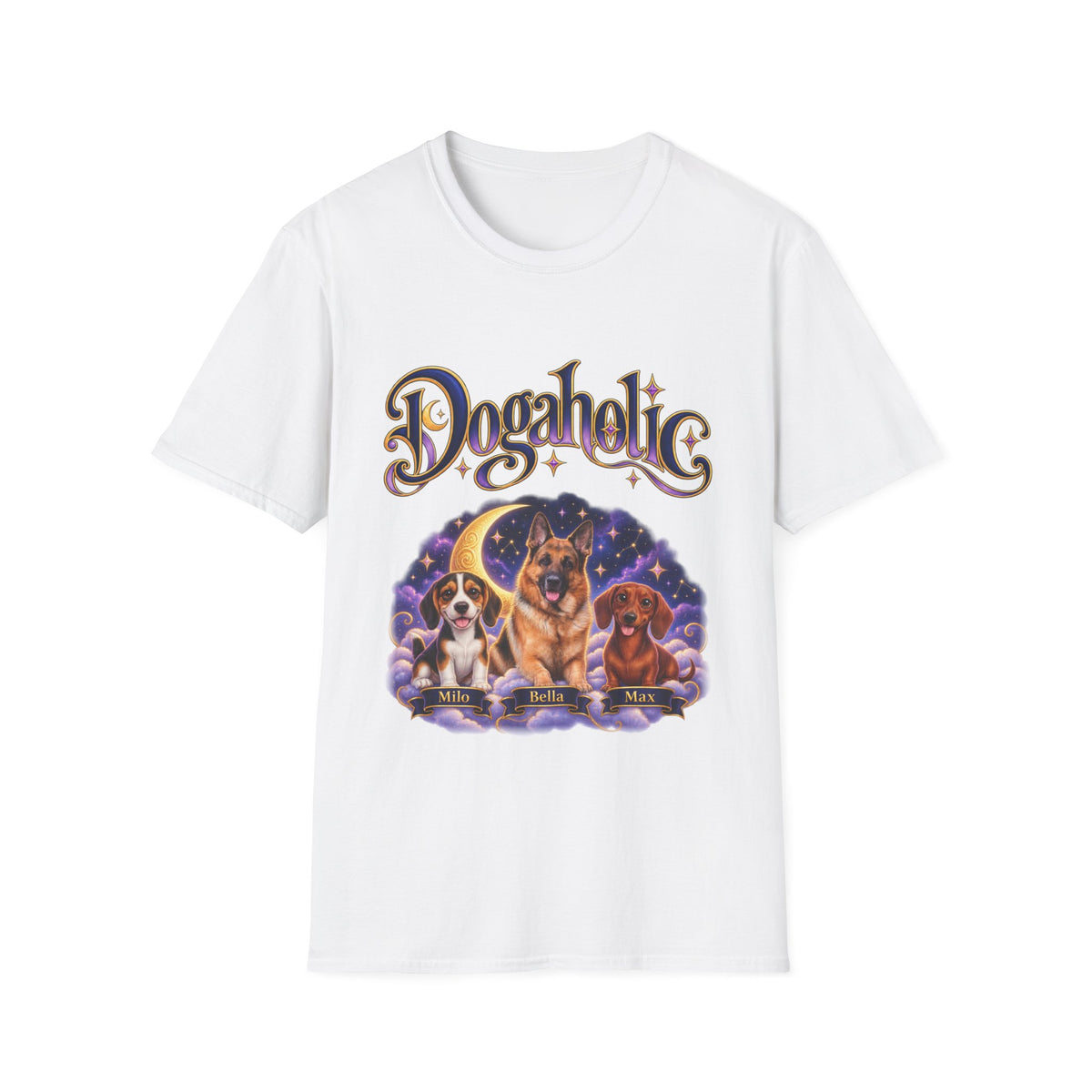 Personalized Graphic Tee – Dogaholic Celestial Dogs – Foto 13