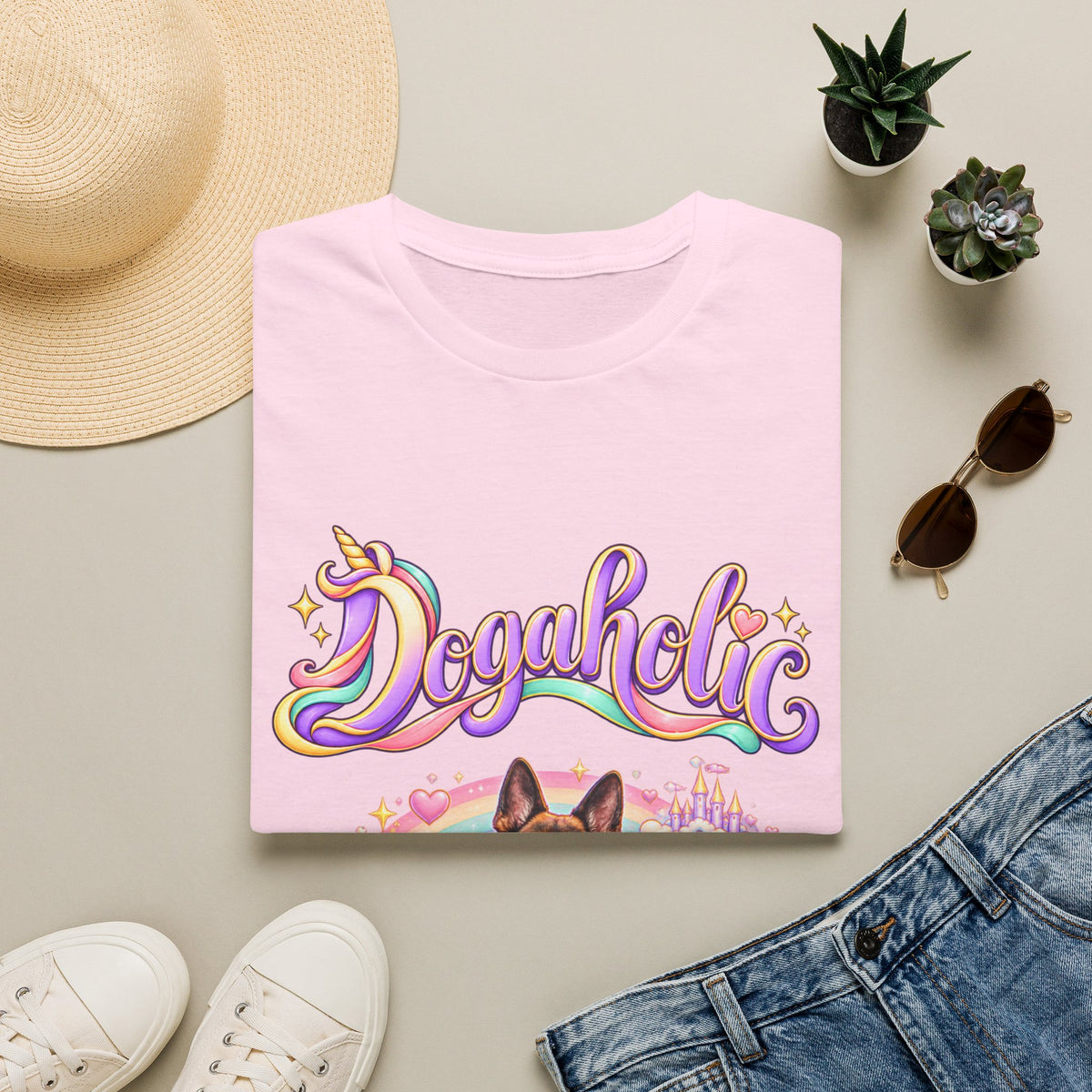 Personalized Graphic Tee – Dogaholic Unicorn Rainbow – photo 20