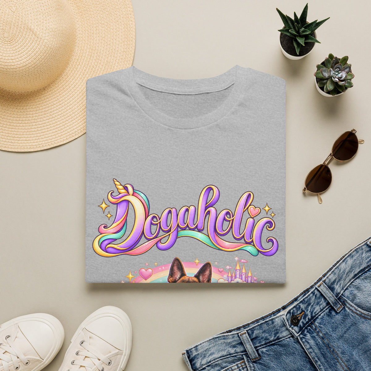 Personalized Graphic Tee – Dogaholic Unicorn Rainbow – photo 11