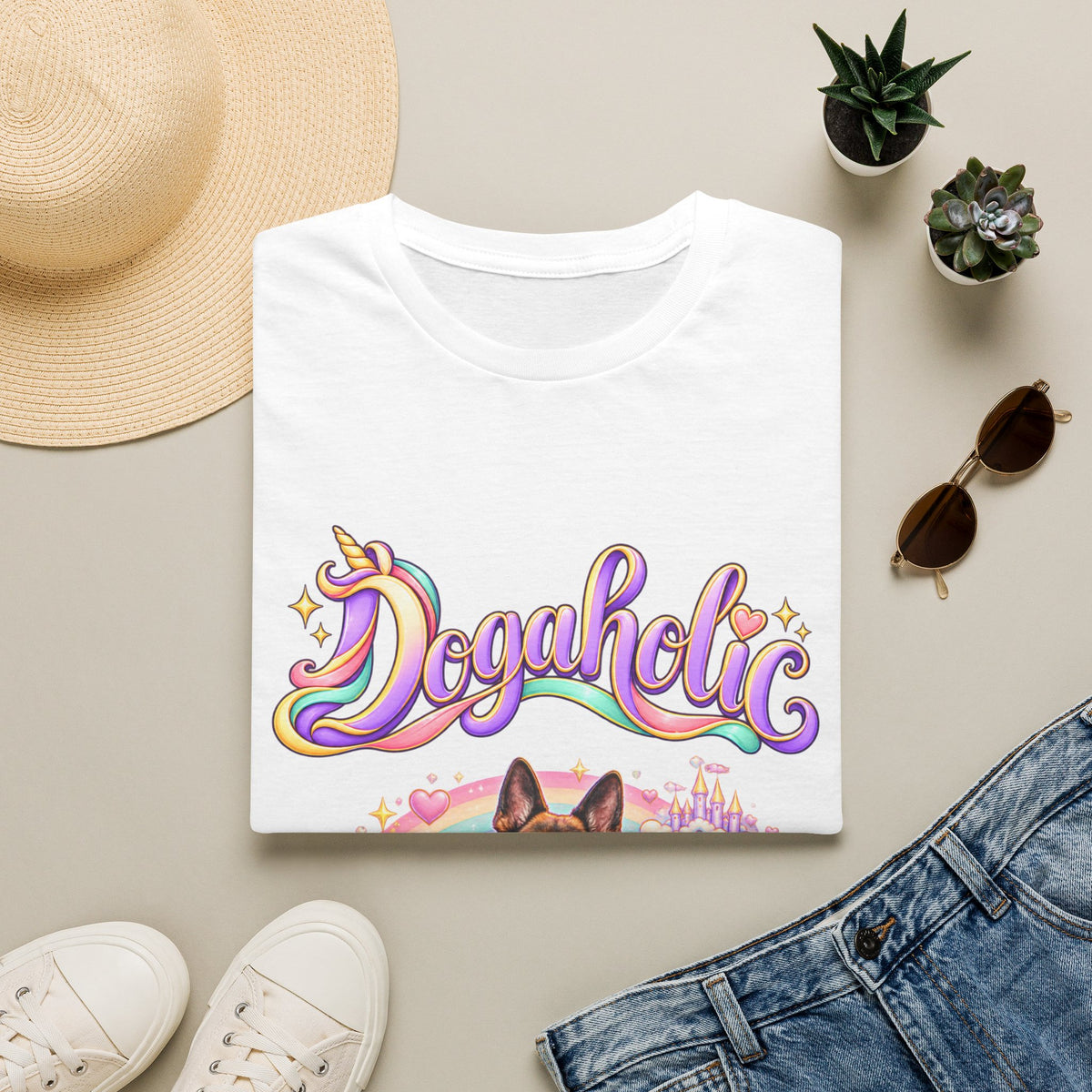 Personalized Graphic Tee – Dogaholic Unicorn Rainbow – photo 14