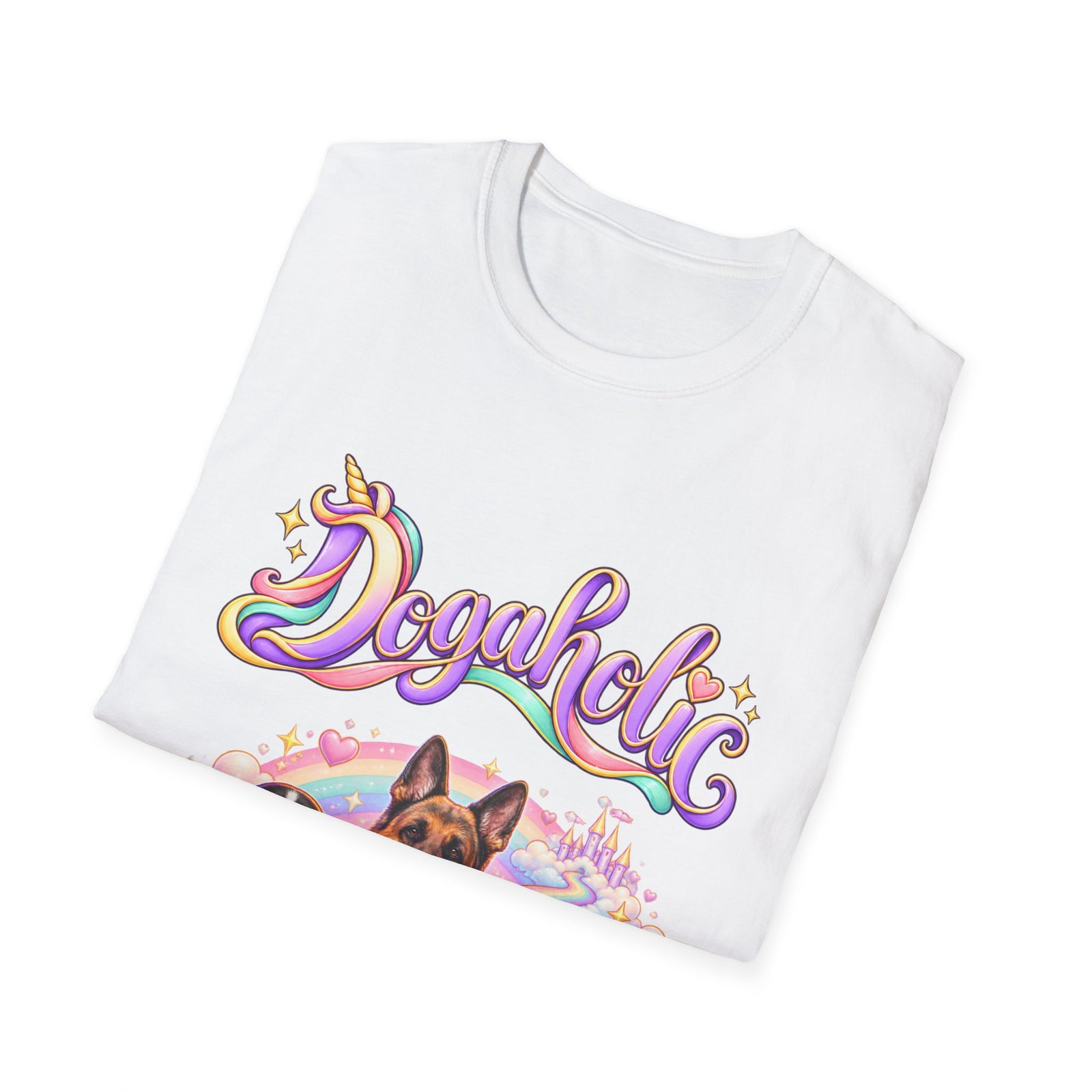 Personalized Graphic Tee – Dogaholic Unicorn Rainbow – photo 15
