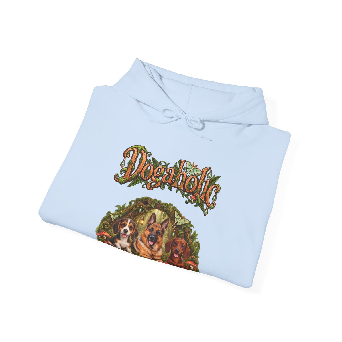Personalized Graphic Tee – Dogaholic Enchanted Forest – Hoodie Light Blue