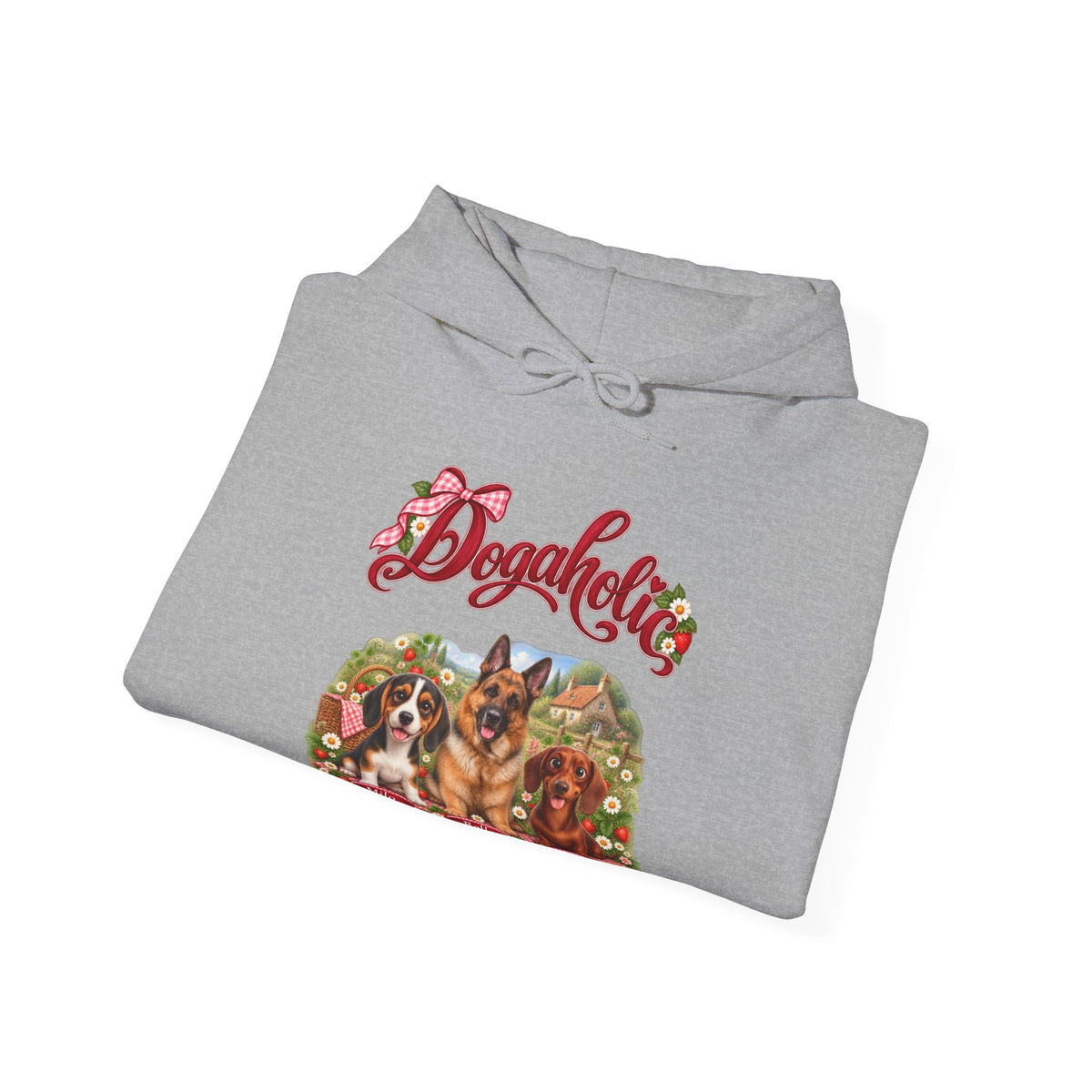 Personalized Graphic Tee – Dogaholic Strawberry Picnic – Hoodie Sport Grey
