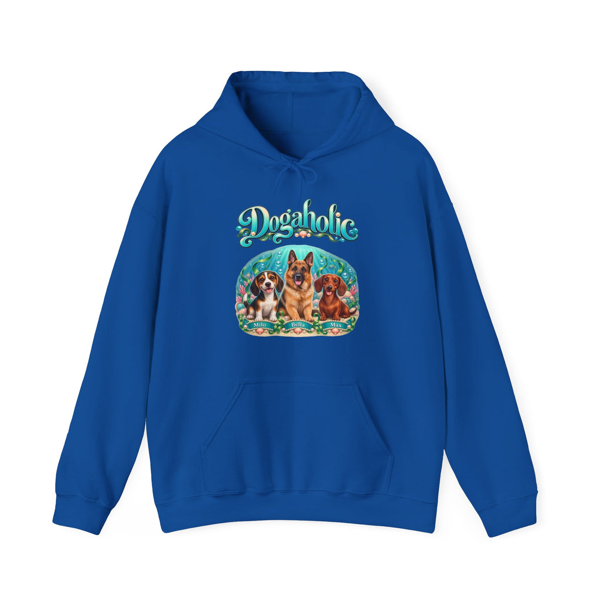 Personalized Graphic Tee – Dogaholic Mermaid Dogs – Hoodie Royal