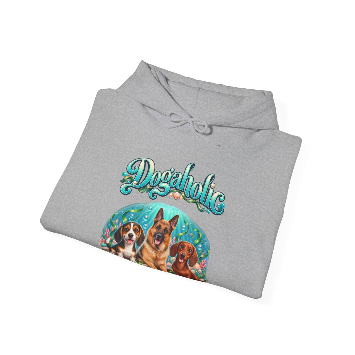 Personalized Graphic Tee – Dogaholic Mermaid Dogs – Hoodie Sport Grey