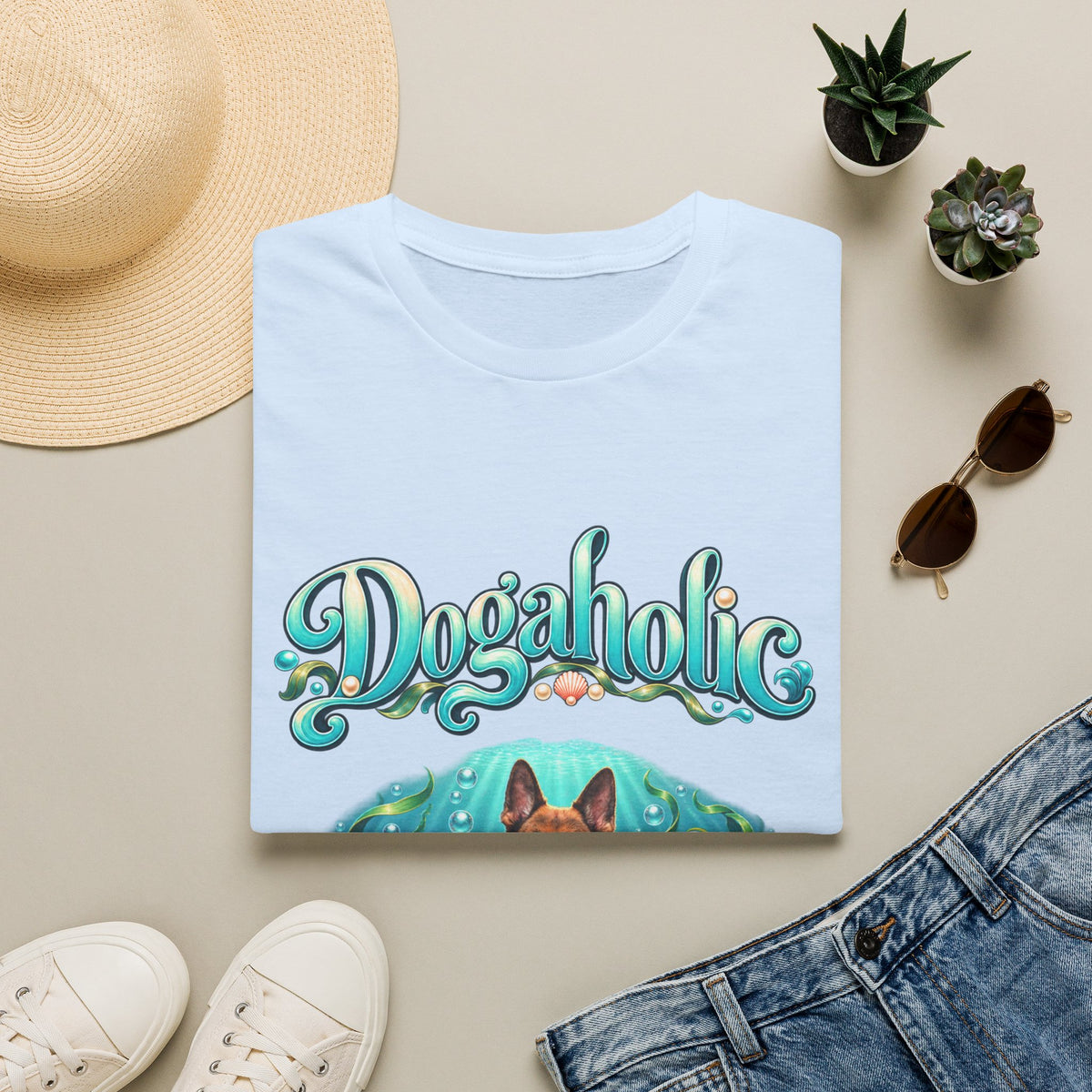 Personalized Graphic Tee – Dogaholic Mermaid Dogs – photo 2