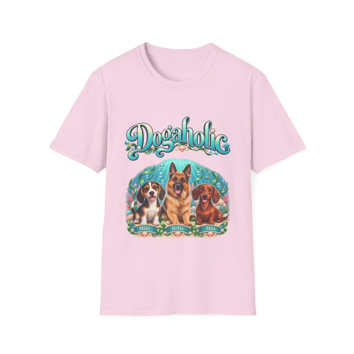Personalized Graphic Tee – Dogaholic Mermaid Dogs – photo 19