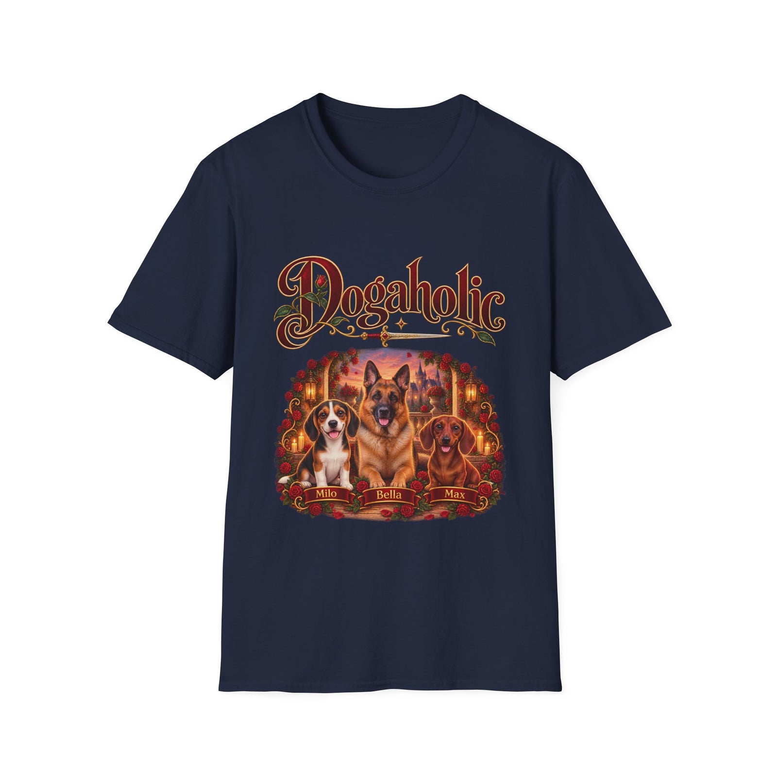 Personalized Graphic Tee – Dogaholic Rose Fantasy – photo 4