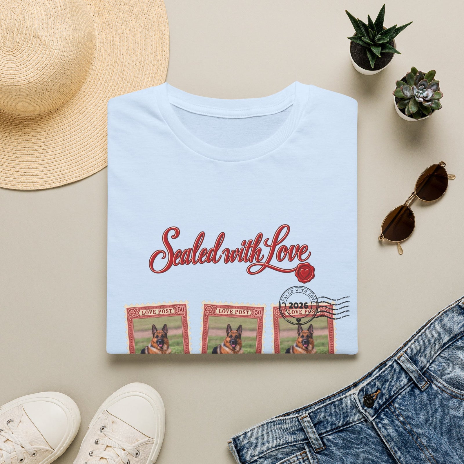 Personalized Graphic Tee – Sealed with Love Dog Stamps – photo 2