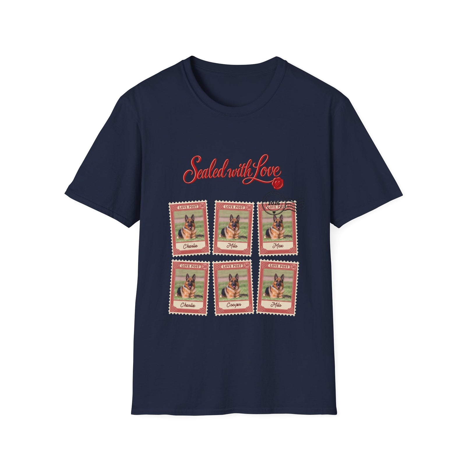 Personalized Graphic Tee – Sealed with Love Dog Stamps – photo 4