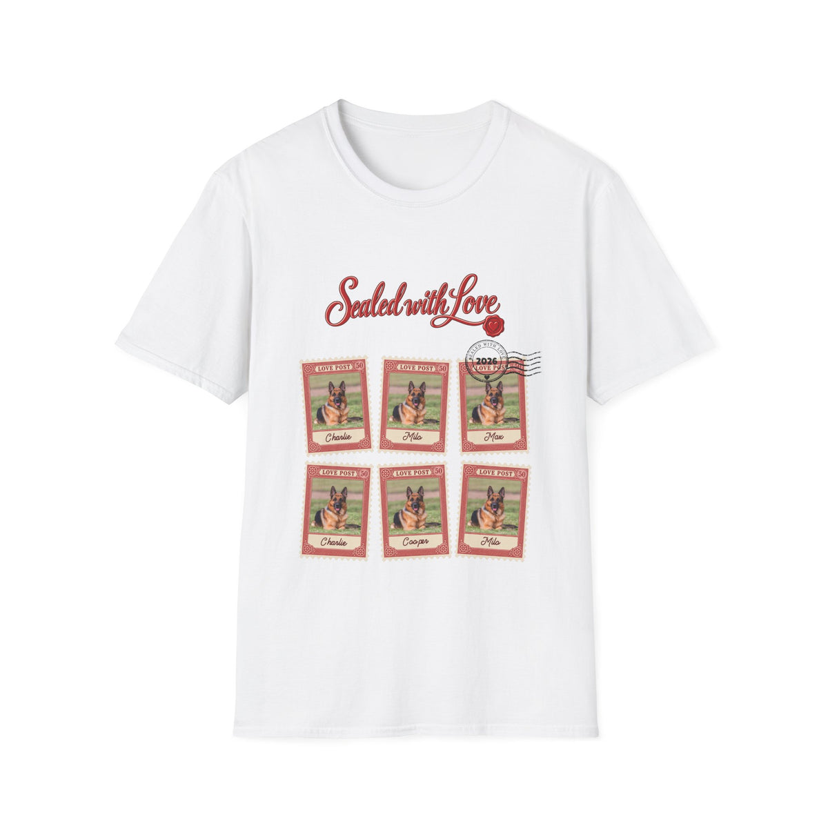Personalized Graphic Tee – Sealed with Love Dog Stamps – photo 13