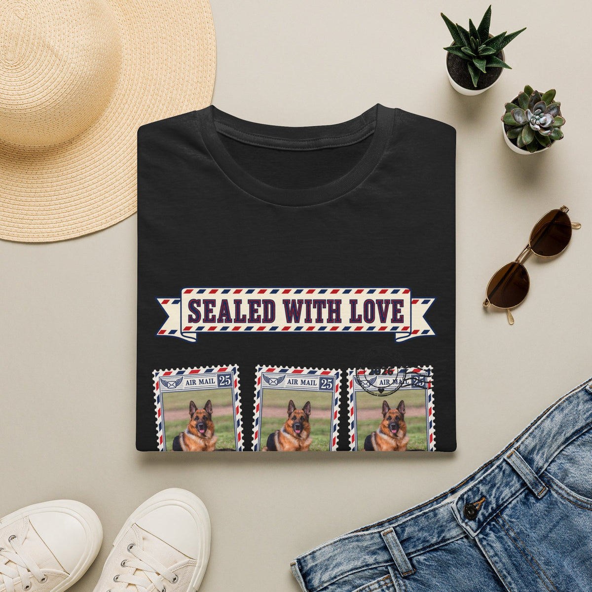 Personalized Graphic Tee – Dog Air Mail Stamps – Foto 17