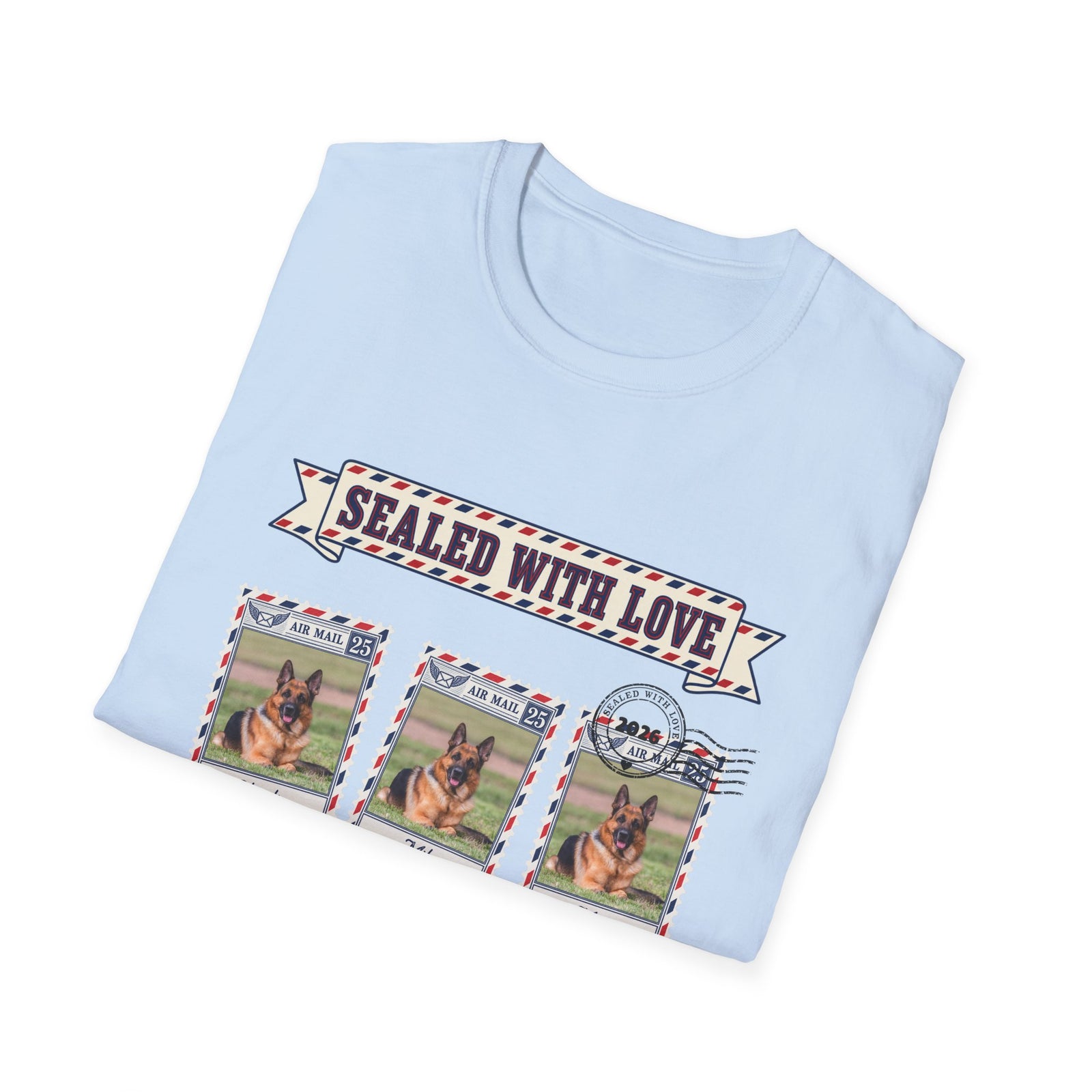 Personalized Graphic Tee – Dog Air Mail Stamps – Foto 3