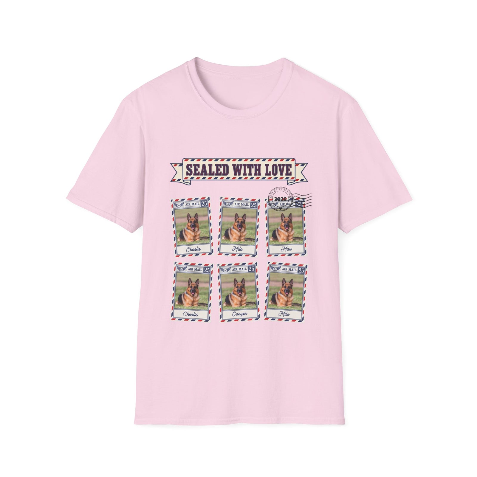 Personalized Graphic Tee – Dog Air Mail Stamps – Foto 19