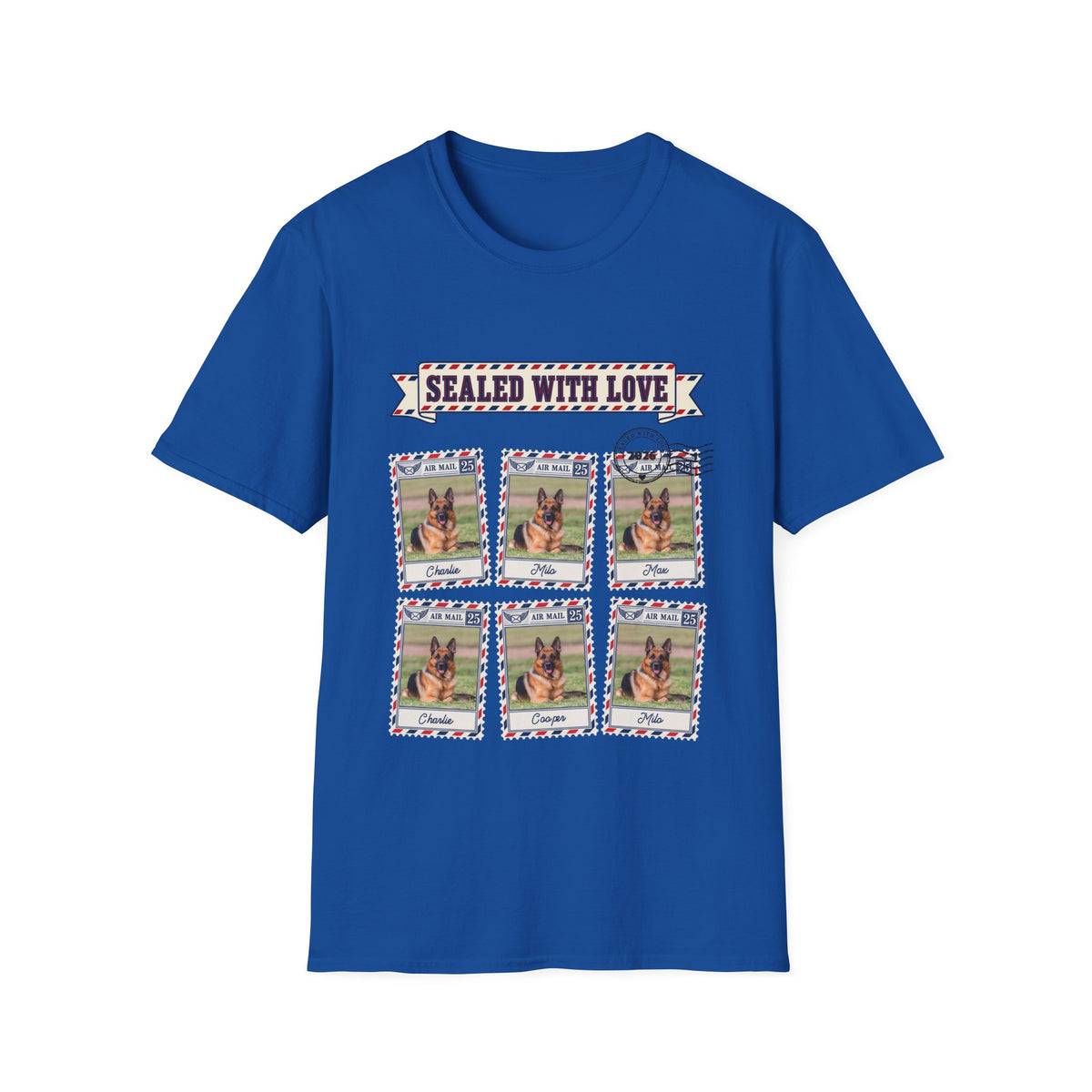 Personalized Graphic Tee – Dog Air Mail Stamps – Foto 7