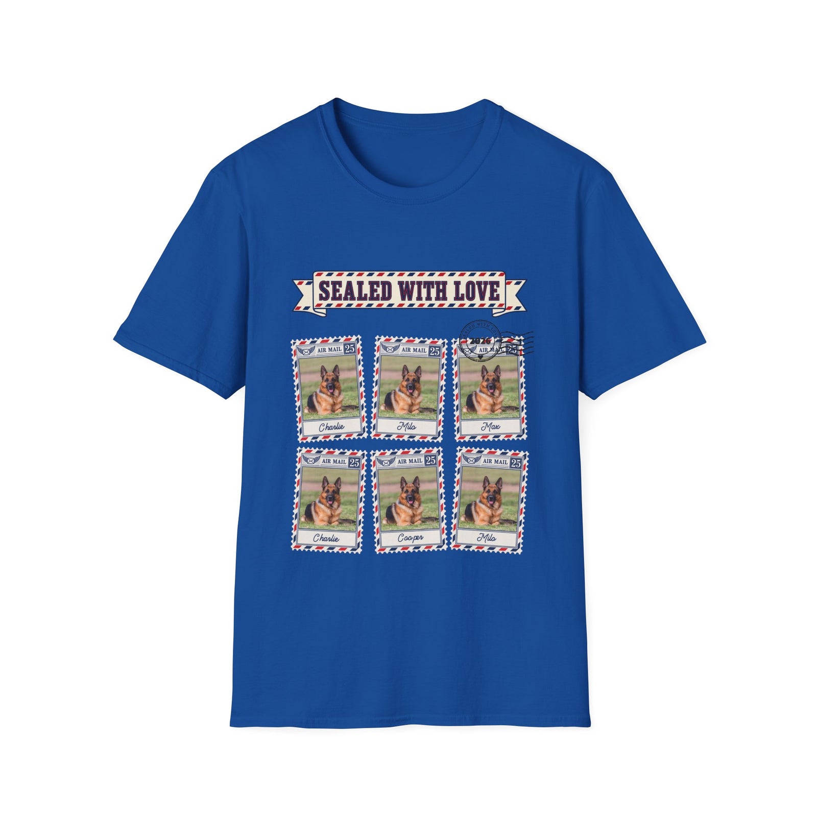 Personalized Graphic Tee – Dog Air Mail Stamps – Foto 7
