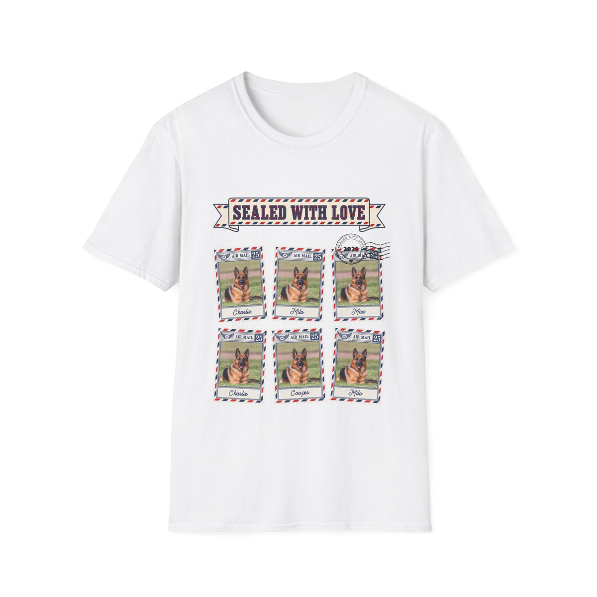 Personalized Graphic Tee – Dog Air Mail Stamps – Foto 13