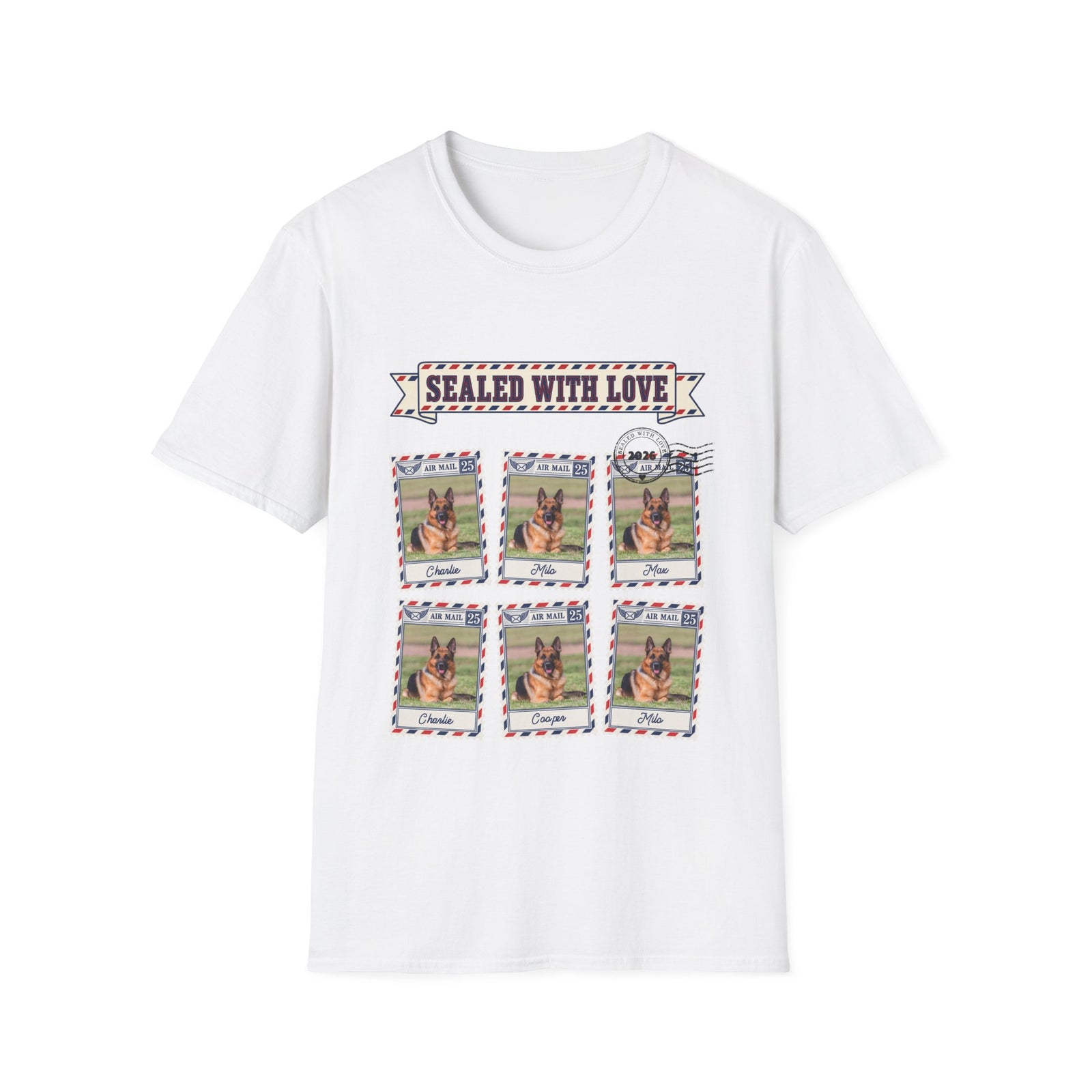 Personalized Graphic Tee – Dog Air Mail Stamps – Foto 13