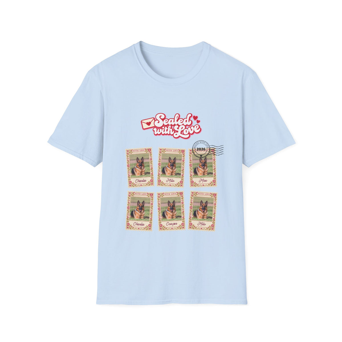 Personalized Graphic Tee – Sealed with Love Stamps